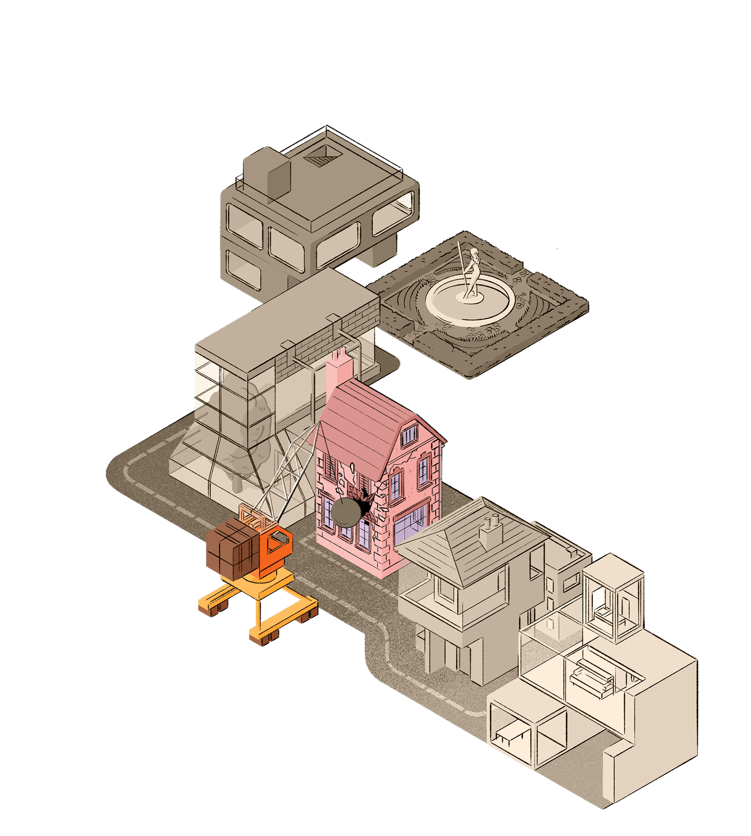 Architect city - wrecking old house